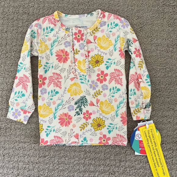 Magnetic Me Kids Ruffle Placket Foot Twotie Pajama Set -Primrose Cottage Modal - Picture 2 of 7